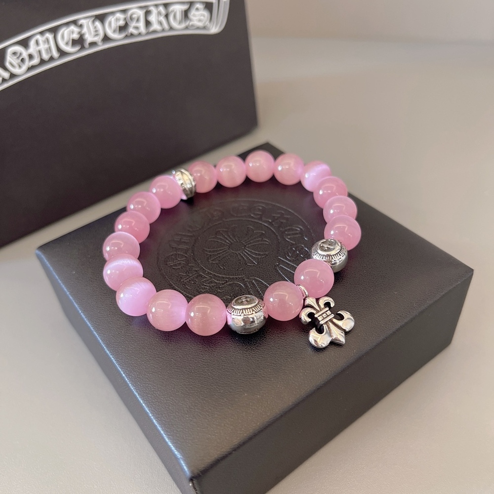 Chrome Hearts Pink Cat Eye Beaded Bracelet